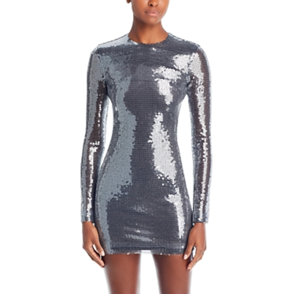David Koma Women Sequin Mini Dress Gray Size 2US/6UK